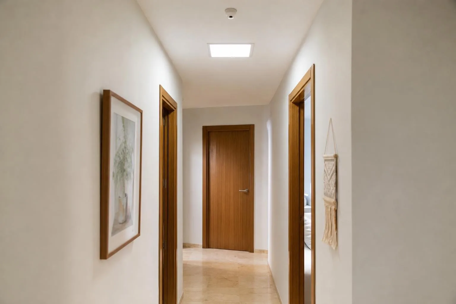 Pasillo con panel LED y sensor de movimiento